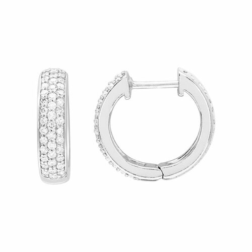 white gold paved diamond hoop earrings