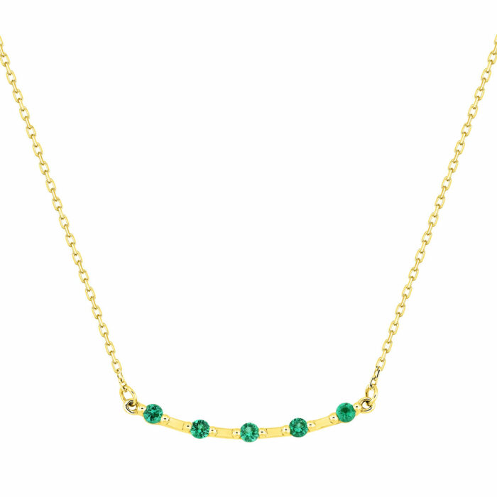 Shining Emerald Necklace - Yellow Gold