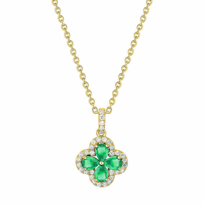 Emerald Flower Necklace – Yellow Gold