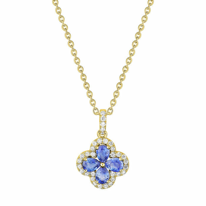 Sapphire Flower Necklace – Yellow Gold