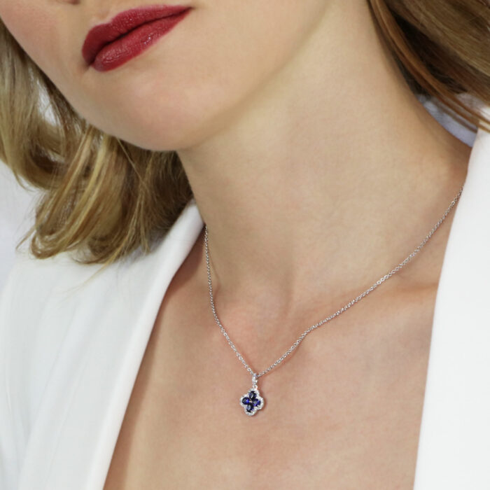 sapphire diamond necklace clover