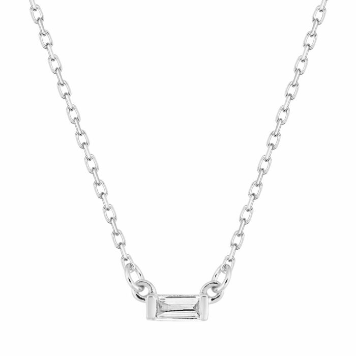 baguette solitaire diamond pendant