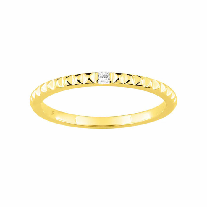 Notch Ring - Yellow Gold with Diamond